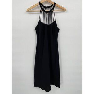 Evan-Picone Womens Vintage Sleeveless Cage Dress Size 12P Black Cage Halter Neck